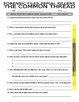 Mind of a serial killer video questions worksheets